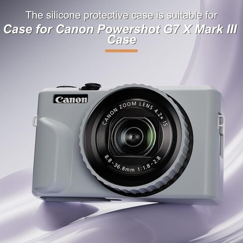 حالة السيليكون للكاميرا الرقمية لـ PowerShot G7X Mark III مع غطاء العدسات القابل للإزالة وحامي الشاشة وحبل لانيارد لملحقات PowerShot G7X Mark III -(رايس وايت) in Kuwait