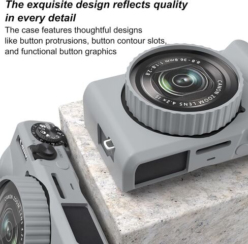 حالة السيليكون للكاميرا الرقمية لـ PowerShot G7X Mark III مع غطاء العدسات القابل للإزالة وحامي الشاشة وحبل لانيارد لملحقات PowerShot G7X Mark III -(رايس وايت) in Kuwait