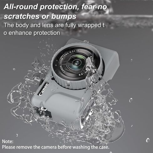 حالة السيليكون للكاميرا الرقمية لـ PowerShot G7X Mark III مع غطاء العدسات القابل للإزالة وحامي الشاشة وحبل لانيارد لملحقات PowerShot G7X Mark III -(رايس وايت) in Kuwait