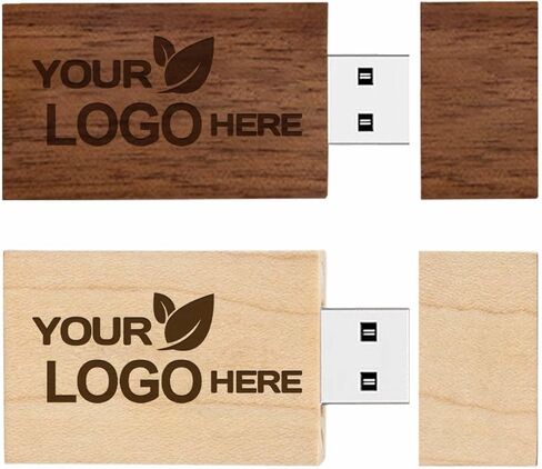 Wooden Custom USB Flash Drive 2GB 5 Pack, JBOS Wood Customized USB Thumb Drives 2GB Personalized Logo USB Stick Bulk Ideal Present for Wedding Event Items (Walnut，Maple，Bamboo) in Kuwait