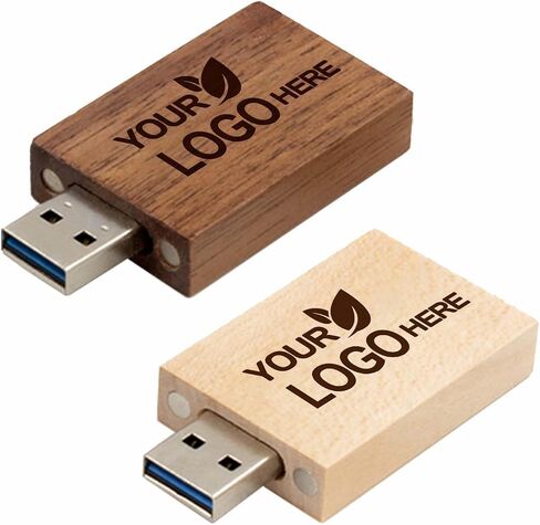 Wooden Custom USB Flash Drive 2GB 5 Pack, JBOS Wood Customized USB Thumb Drives 2GB Personalized Logo USB Stick Bulk Ideal Present for Wedding Event Items (Walnut，Maple，Bamboo) in Kuwait