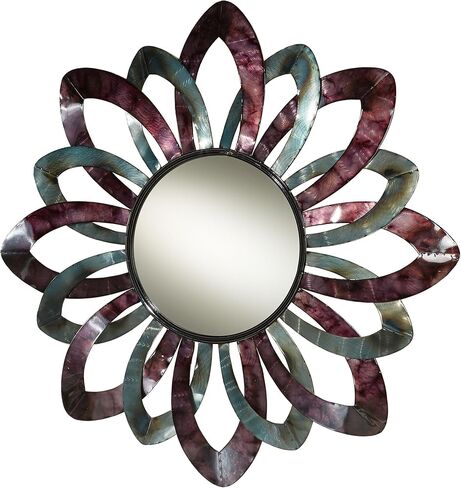 مرآة حائط أليرا من تاتش أوف كلاس متعددة الألوان | زهر الزهور ذو الطراز المعاصر | مصنوع من المعدن مع الزجاج | تصاميم البتلة المخرمة in Kuwait