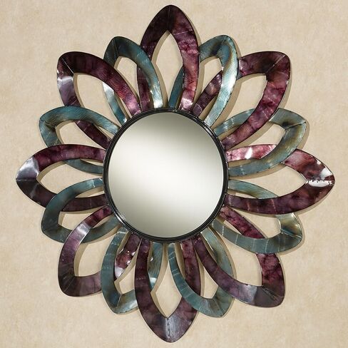 مرآة حائط أليرا من تاتش أوف كلاس متعددة الألوان | زهر الزهور ذو الطراز المعاصر | مصنوع من المعدن مع الزجاج | تصاميم البتلة المخرمة in Kuwait