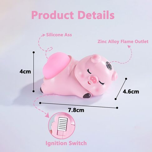 Cute Pig Butane Torch Lighter, Adjustable Red Jet Flame Refillable Cool Lighters for Outdoor, Indoor, Great Gifts for Men Women (Without Gas) (Pink2) in Kuwait