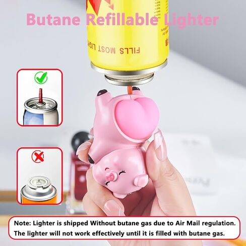 Cute Pig Butane Torch Lighter, Adjustable Red Jet Flame Refillable Cool Lighters for Outdoor, Indoor, Great Gifts for Men Women (Without Gas) (Pink2) in Kuwait