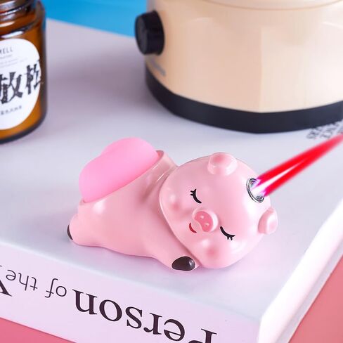 Cute Pig Butane Torch Lighter, Adjustable Red Jet Flame Refillable Cool Lighters for Outdoor, Indoor, Great Gifts for Men Women (Without Gas) (Pink2) in Kuwait