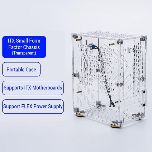 Mini ITX Case, Mini PC Case with 6 Sided Hollow, Side Transparent Door, ITX Computer Gaming Case, Small Form Factor PC Case (Black) in Saudi Arabia