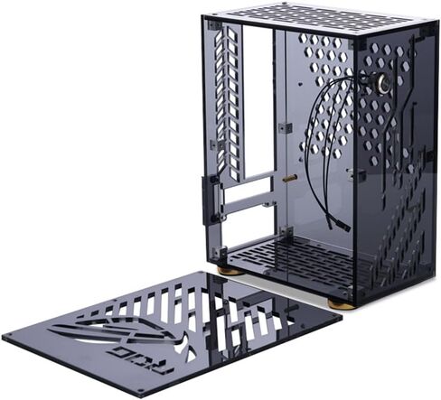حالة Mini ITX ، حالة كمبيوتر مصغرة مع 6 جوانب جوفاء ، باب شفاف جانبي ، حالة ألعاب الكمبيوتر ITX ، حالة كمبيوتر عامل شكل صغير (أسود) in Kuwait