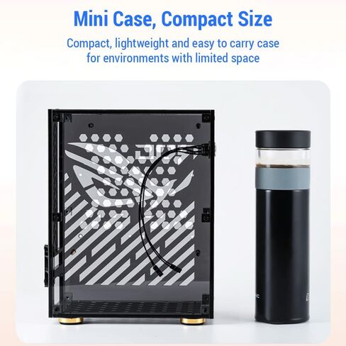 حالة Mini ITX ، حالة كمبيوتر مصغرة مع 6 جوانب جوفاء ، باب شفاف جانبي ، حالة ألعاب الكمبيوتر ITX ، حالة كمبيوتر عامل شكل صغير (أسود) in Kuwait