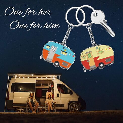 Haigoo Camper Keychain Happy RV Keychain Set for Men Women Teenager Camper Lover Travel Trailers Vacation Couples Jewelry Gift Camping Accessories in Kuwait
