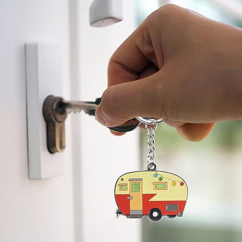 Haigoo Camper Keychain Happy RV Keychain Set for Men Women Teenager Camper Lover Travel Trailers Vacation Couples Jewelry Gift Camping Accessories in Kuwait