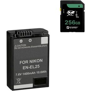 Synergy Digital Accessory Kit, Compatible with Nikon Z30 Digital Camera Includes: KSD256GB Memory Card, SDEN-EL25 Battery