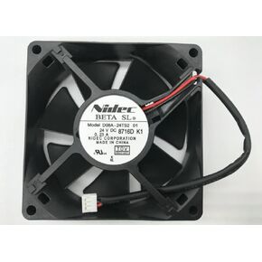 Cooling Fan 24V 80mm Fan, D08A-24TS2 01 24V 0.23A 8CM 808025MM 2-Wire DC Fan