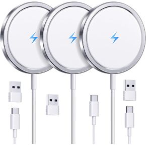2025 Latest Magnetic Wireless Charger for iPhone: Mag Safe Charger Fast Charging Pad Compatible with iPhone 16 15 14 13 12 Pro Max Plus & Airpods 2 3 4Pro(3 Pack)