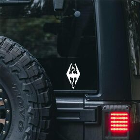 4in Skyrim Logo Vinyl Sticker for Trucks, Cars, laptops, & More.
