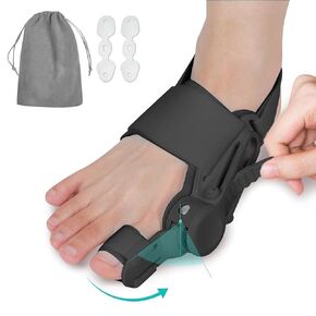 Bunion Corrector for Women and Men Big Toe,Upgraded Press-Button Bunions Correction,Toe Straightener with Bunion Relief,Suitable for Left and Right Feet,Large,Black 1Pack