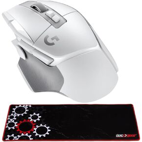 Logitech 910-006187 G502 X Lightspeed Wireless Gaming Mouse White Bundle with Deco Gear Large Extended Pro Gaming Mouse Pad Water Resistant Non-Slip 12 x 32 inch