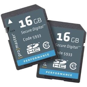 PROMASTER 16GB SDHC CLASS 10 CARMER (Performance) 2-pack