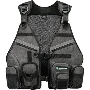 Professional Adjustable Fly Fishing Vest for Men and Women – 10+ Pockets, Back Mesh Panel, Rod Holders, Reflective Strips, Hook & Float Storage in Saudi Arabia