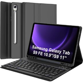 Keyboard Case for Galaxy Tab S10 FE/S9 FE 5G 10.9''/S9 11'' 2023, Detachable Wireless Bluetooth Keyboard, Slim Folio Stand Magnetic Cover with S Pen Holder Support Wireless Charging, Auto Wake/Sleep