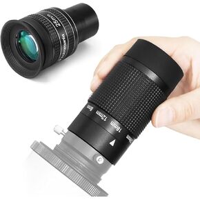 Astromania Telescope Eyepiece 25mm, Wide Angle 58 Degree - Bundle with - Zoom Eyepiece for Telescope 8-24mm