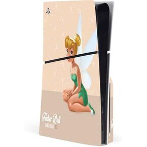 Skinit Decal Gaming Skin Compatible with PS5 Slim Disk Console - Officially Licensed Disney Tinker Bell Water Color Art Poses Design