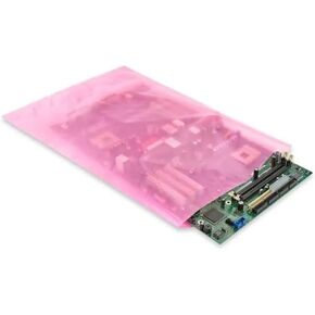 500 Anti-Static Bags, 6" x 10", 2 Mil, Open-Ended Large Pink Poly Bags for Motherboard Protection