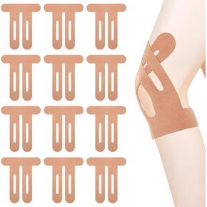 12pcs Athletic Tape Strips, Skin Color Precut Tape Strips Latex-Free Sticker Waterproof Knee Support Stickers for Support Comfort During Workouts