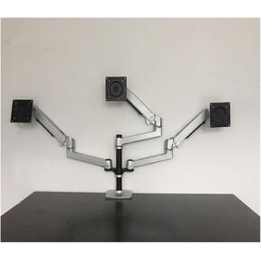 Desktop Full Motion 17-32inch Triple Monitor Holder Mount Aluminum Mechanical Spring Arm Monitor Support Max.Loading 10kgs Each(Black)