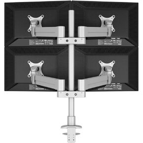 M400 Desktop Quad Monitor Holder Support Aluminum Full Motion 4 Screen Monitor Arm Loading 16kgs with 70cm Stand Pole(Loading 8-16kgs)
