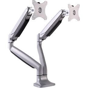 DL-LDT10 Gas Spring Dual Monitor Holder Desktop Computer Mount Arm Stand Base with Audio and USB Port Fit 10"~27" Max 9KG