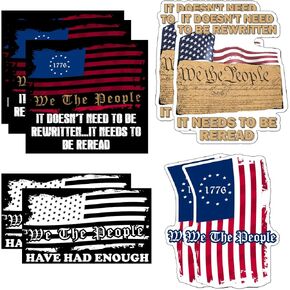 Pack 9 Pcs Patriotic American Stickers for Water Bottles Laptops Vehicles Helmets Cars Skateboards Computers Bumper Sticker Waterproof Removable Vinyl Decals Laptop Accessories