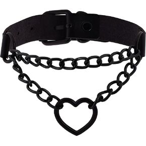 Sacina Pink Heart Choker, Heart PU Leather Choker Necklace, Goth Choker, Gothic Necklace, Punk Necklace, Valentine Gift, Christmas Jewelry Gift for Women in Saudi Arabia