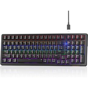 Newmen GM328 Gaming Mechanical Keyboard,18 LED Backlit Effects, 100 Keys, Wired Mechanical Keyboard with Linear Red Switch, Double-Shot Keycaps,Gaming Keyboards Compact Design for Gamers and Work