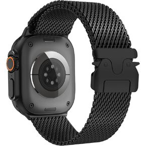 Titanium Milanese Loop Band Compatible with Apple Watch Bands Ultra 2/Ultra 49mm 46mm 45mm 44mm for Men, Parachute-style Buckle Metal Mesh Strap Bracelet for iWatch Series 10 SE 9 8 7 6 5 4 in Kuwait