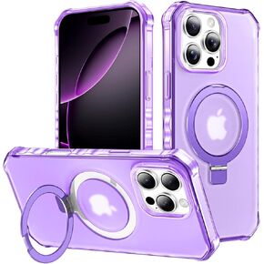 Designed for iPhone 16 Pro Case with Magnetic Stand, [Military Grade Drop Protection][Wave Frame Shape] Slim Matte Back Shockproof Phone Cover for iPhone 16 Pro 6.3'', Purple