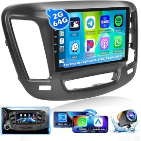 Hikity Android Car Stereo for Chrysler 200 200C 200S 2015-2019 Radio 2+64GB 9 Inch Touchscreen Car Radio Wireless Carplay Android Auto Support GPS Navigation WiFi Bluetooth FM EQ Backup Camera