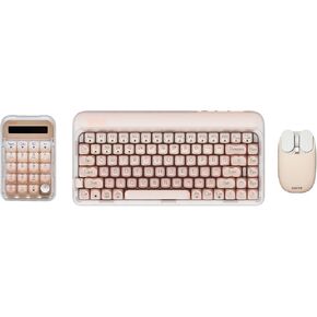 LOFREE DOT Foundation Mechanical Keyboard with Wireless Numpad & Milk Tea Mouse, 75% Rechargeable Hot-swappable Keyboards with 3 Types Connection for Windows, Mac OS/Pink GATERON Baby Racoon Switches