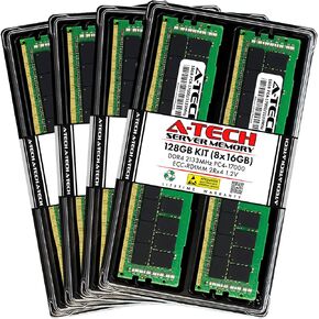 A-Tech 128GB Kit (8x16GB) RAM for HP ProLiant DL180 G9, DL380 G10, DL380 G9, DL385 G10, DL560 G10, DL580 G9, DL80 G9, WS460c G9 | DDR4 2133MHz PC4-17000 ECC RDIMM 2Rx4 Registered Server Memory Upgrade
