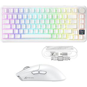 Attack Shark X85PRO 75% Wireless RGB Keyboard & X11 59g Lightweight Mouse Combo, Tri-Mode, Hot-Swap,TFT Display,Charging Dock,Contour Side Print Shine-Through Keycapsfor Gaming/Office