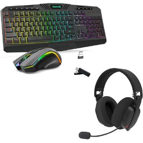 Redragon S101PKS Wireless Gaming Keyboard and Mouse & H888 Wireless Gaming Headset