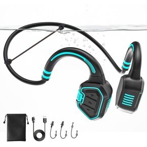 Bone Conduction Swimming Headphones - IP68 Waterproof Open-Ear Bluetooth 5.3 with 32GB MP3 Player, Underwater Sport Headphones for Swim, Workout, Running, Cycling, Blue