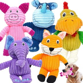 Jalousie 5 Pack Squeaky Plush Toys Assortment Value Bundle Puppy Pet Mutt Squeak Toy for Medium Large Dogs in Kuwait