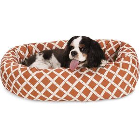 24 inch Black Bamboo Sherpa Bagel Dog Bed in Kuwait