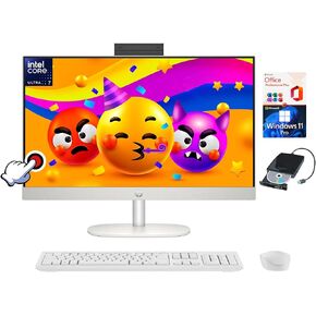 HP 27" Premium All-in-One Touchscreen Desktop - Office Lifetime | Intel Ultra 7-155U | Adjustable Height | Win 11 Pro| Keyboard & Mouse & CD/DVD Drive | Business AIO | 64GB DDR5 RAM + 2TB SSD