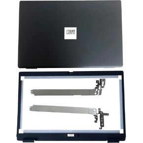 Replacement Laptop LCD Cover Back Rear Top Lid with Hinges and Front Bezel Frame for Dell Latitude 15 3520 E3520 17XCF Black, 15.6inch