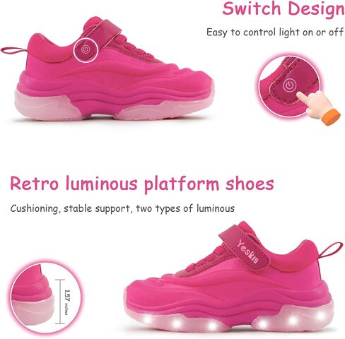 YESKIS Boys Girls Light Up Shoes with Switch 3 Lighting Modes Fizzzy Big Kids LED Running Tennis Sneakers for Toddler Little and Big Kid in Kuwait