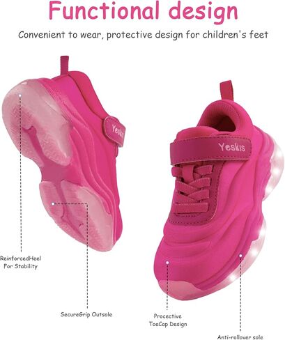 YESKIS Boys Girls Light Up Shoes with Switch 3 Lighting Modes Fizzzy Big Kids LED Running Tennis Sneakers for Toddler Little and Big Kid in Kuwait
