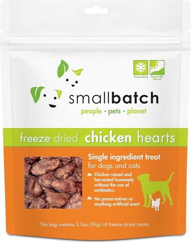 smallbatch Pets Premium Freeze-Dried Lamb Heart Treats for Dogs and Cats, 3.5 oz, Made and Sourced in The USA, Single Ingredient, Humanely Raise Meat, No Preservatives or Anything Artificial Ever in Saudi Arabia