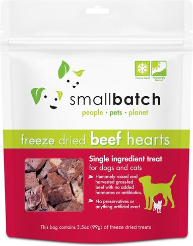 smallbatch Pets Premium Freeze-Dried Lamb Heart Treats for Dogs and Cats, 3.5 oz, Made and Sourced in The USA, Single Ingredient, Humanely Raise Meat, No Preservatives or Anything Artificial Ever in Saudi Arabia